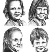 A Family Portrait Drawing of Four Children