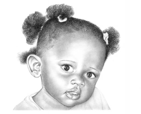Pencil Drawing of Baby Girl