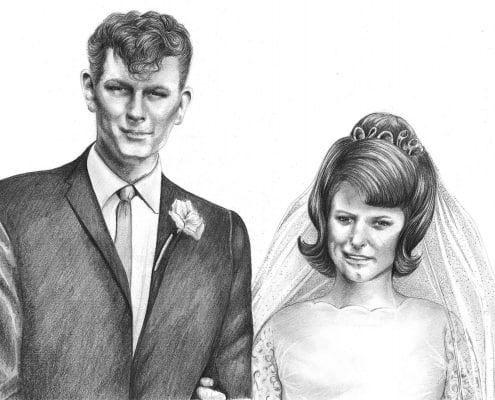 Pencil Drawing of Bride and Groom