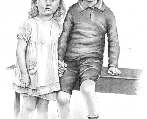 Pencil Portrait of Brother and Sister