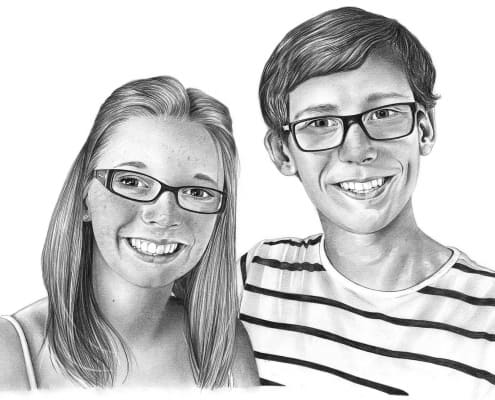 Pencil Sketch of Brother and Sister