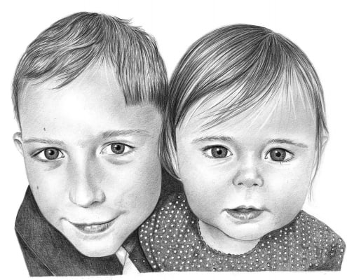 Portrait Drawing of Brother and Sister