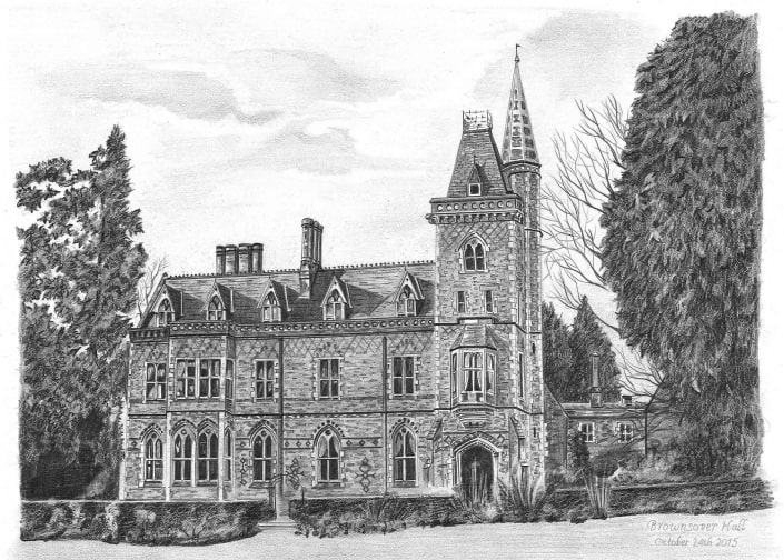 Pencil Drawing of Brownsover Hall