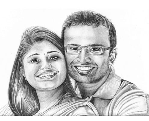 Pencil Drawing of Couple