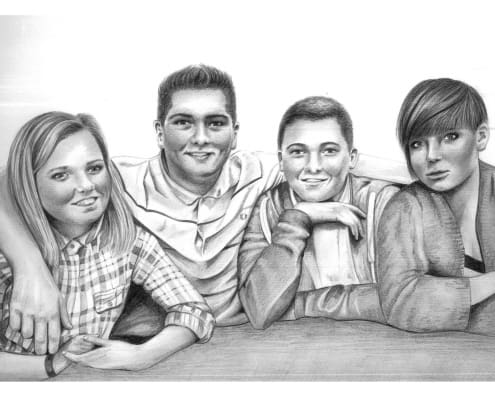 Pencil Portrait of Family