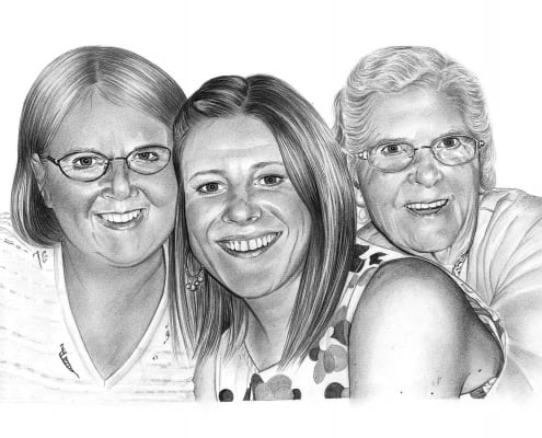 Pencil Portrait of a Family