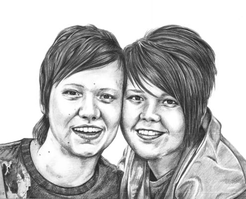 Pencil Portrait of Friends