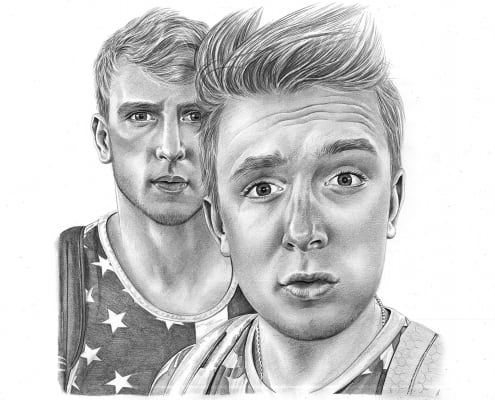 Pencil Drawing of Two Friends