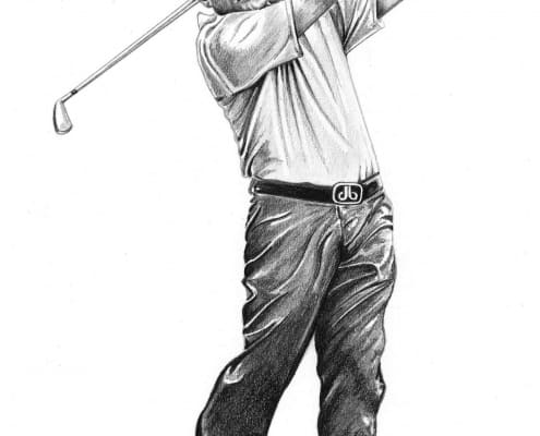 Pencil Sketch Portrait of Golfer
