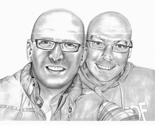 Pencil Portrait of Male Friends