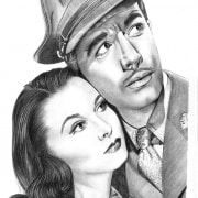 Pencil Portrait of Vivian Lee and Robert Taylor