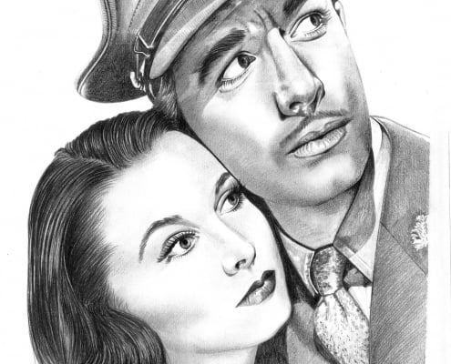 Pencil Portrait of Vivian Lee and Robert Taylor