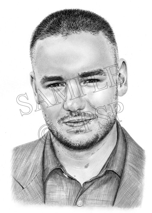 Celebrity Pencil Portrait by UK Pencil Portrait Artist Pencil portrait of Liam Payne drawn by UK pencil portrait artist Angela Maher