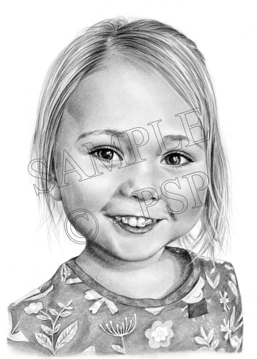 Girl Pencil Portrait by UK Pencil Portrait Artist Pencil portrait of a young girl drawn by UK pencil portrait artist Angela Maher